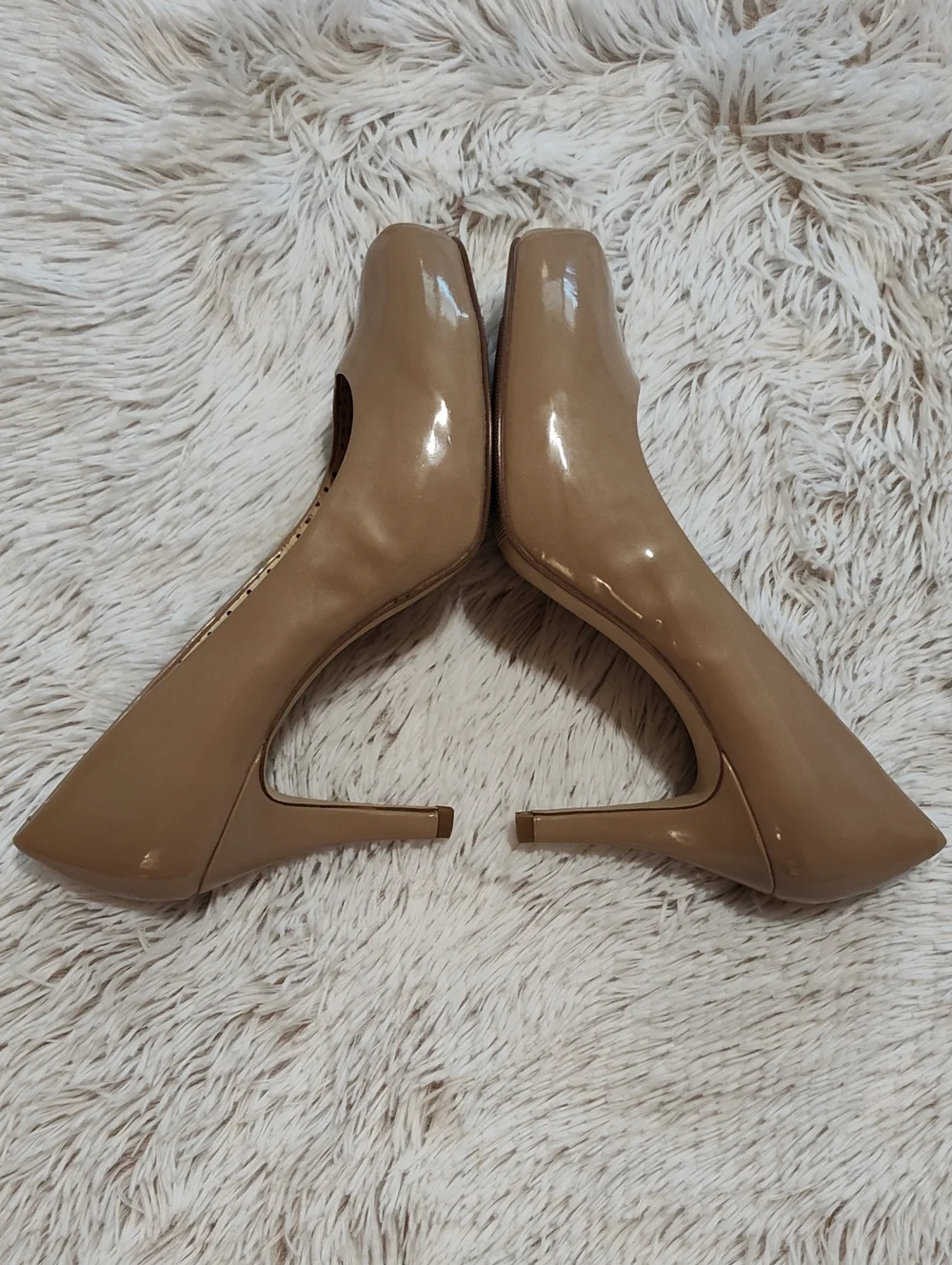Madden Girl Getta Platform Pumps Nude Faux Patent Leather Dressy Heels Size 8½